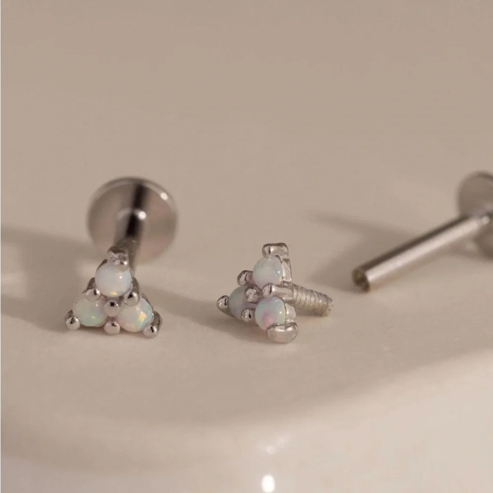 3 Pairs Silver Stud Flat Back Earrings by Caitlyn Minimalist - Picture 10 of 11